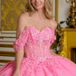 3D Floral Applique Off Shoulder Quinceanera Dress by Elizabeth K - GL3635
