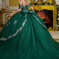 Glitter V-Neckline Tulle Quinceanera Dress by Elizabeth K - GL3636
