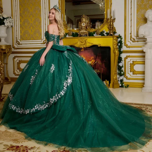 Elizabeth K Off Shoulder Ball Gown GL3636 Formal Dress Shops Green / XL