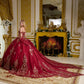 Glitter Cut-Away Shoulder Sequin Quinceanera Dress by Elizabeth K - GL3639