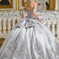 Satin 3D Floral Appliques V-Neckline Quinceanera Dress by Elizabeth K - GL3643