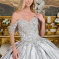 Satin 3D Floral Appliques V-Neckline Quinceanera Dress by Elizabeth K - GL3643