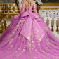 Glitter V-Neckline Tulle Quinceanera Dress by Elizabeth K - GL3647