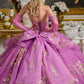 Glitter V-Neckline Tulle Quinceanera Dress by Elizabeth K - GL3647