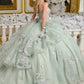 Spaghetti Strap V-Neckline Tulle Quinceanera Dress by Elizabeth K - GL3649