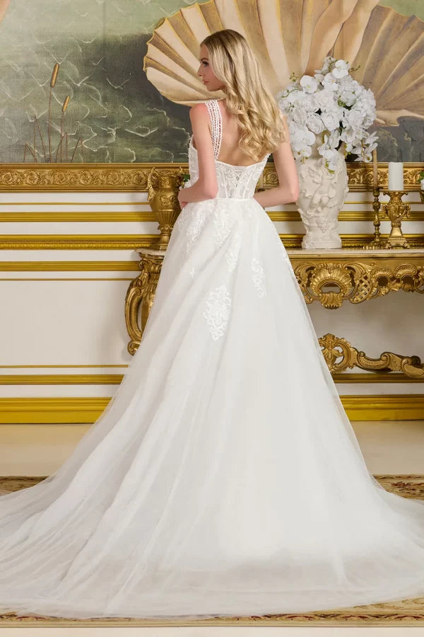 Sequin Spaghetti Strap Sweetheart Neckline Wedding Gown GLS by Gloria - GL3654