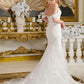 3D Flower Applique Off Shoulder Wedding Gown GLS by Gloria - GL3656