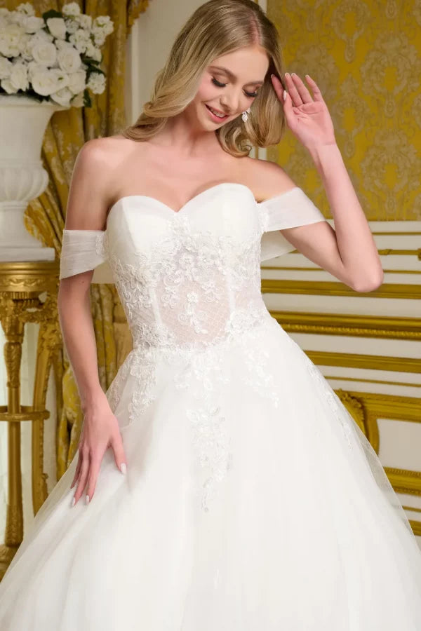 Elizabeth K Off Shoulder Bridal Gown GL3657 - Formal Dress Shops Off White / 2XL Elizabeth K Off Shoulder Bridal Gown GL3657 - Formal Dress Shops Off White / 2XL