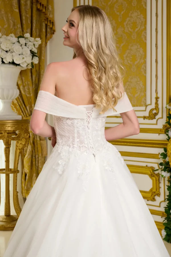 Off Shoulder Bridal Gown by GLS Gloria GL3657 2XL / Off White Off Shoulder Bridal Gown by GLS Gloria GL3657 2XL / Off White
