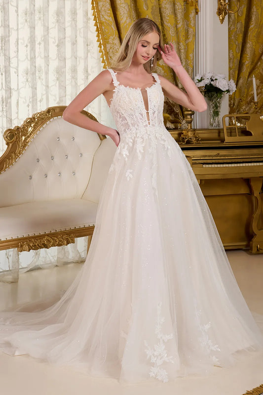 Embellished Shoulder Straps A-Line Wedding Gown GLS by Gloria - GL3662