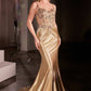 Embellished V-Neckline Thin Straps Gown By Ladivine CD776 - Women Evening Formal Gown - Special Occasion/Curves