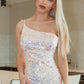 Elizabeth K - GS3093 - Sequin Straight Across Neck Cocktail Dress - Short