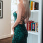 Elizabeth K - GS3093 - Sequin Straight Across Neck Cocktail Dress - Short