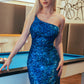 Elizabeth K - GS3093 - Sequin Straight Across Neck Cocktail Dress - Short