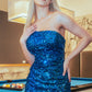 Elizabeth K - GS3093 - Sequin Straight Across Neck Cocktail Dress - Short
