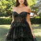 Elizabeth K - GS3506 - Glitter Printed Sweetheart Neckline Cocktail Dress - Short