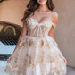 Elizabeth K - GS3506 - Glitter Printed Sweetheart Neckline Cocktail Dress - Short