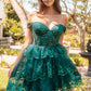 Elizabeth K - GS3506 - Glitter Printed Sweetheart Neckline Cocktail Dress - Short