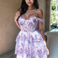 Elizabeth K - GS3506 - Glitter Printed Sweetheart Neckline Cocktail Dress - Short