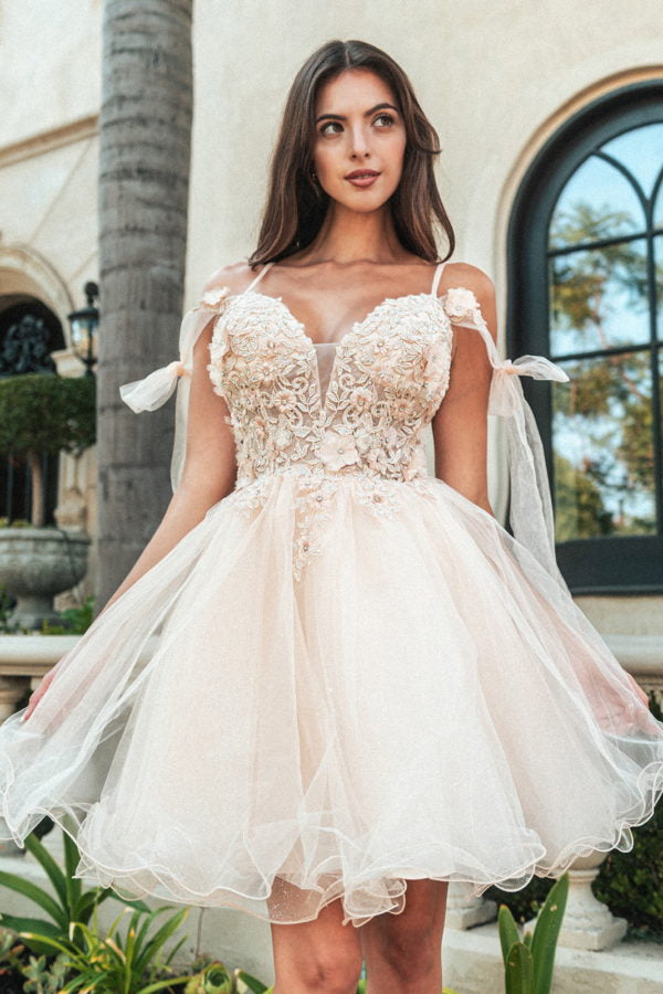 lace a line cocktail dress Ruffled Short Sleeve V-Neck A-Line Lace Dress for Stylish Events