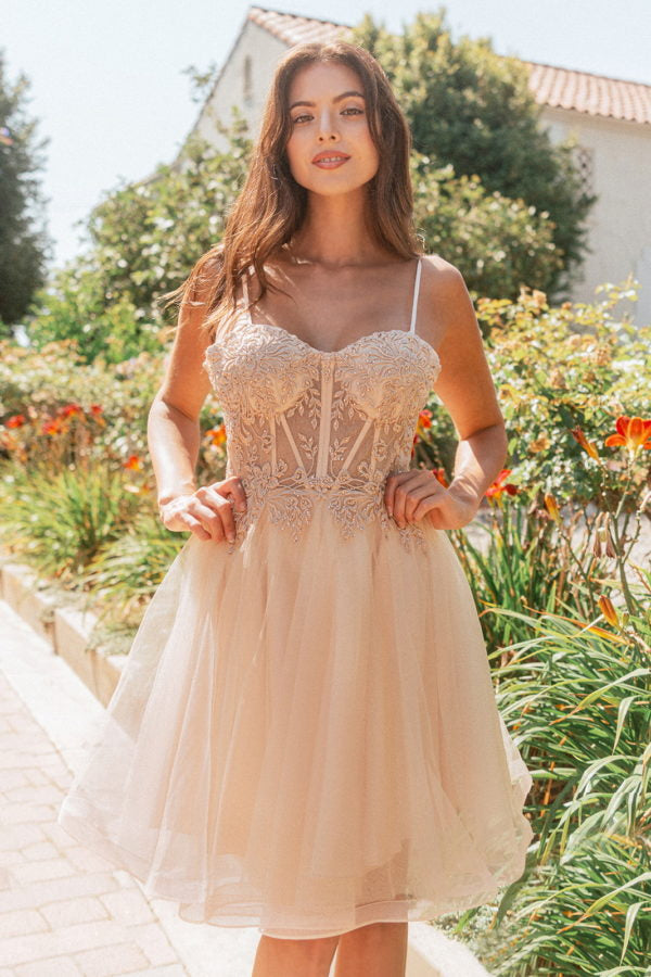 Elizabeth K - GS3515 - Embroidery Spaghetti Strap A-Line Cocktail Dress