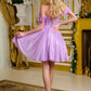 Elizabeth K - GS3633 - Glitter Netting Sweetheart Neckline Cocktail Dress - Short