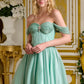 Elizabeth K - GS3633 - Glitter Netting Sweetheart Neckline Cocktail Dress - Short