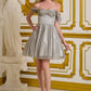 Elizabeth K - GS3633 - Glitter Netting Sweetheart Neckline Cocktail Dress - Short