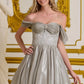 Elizabeth K - GS3633 - Glitter Netting Sweetheart Neckline Cocktail Dress - Short