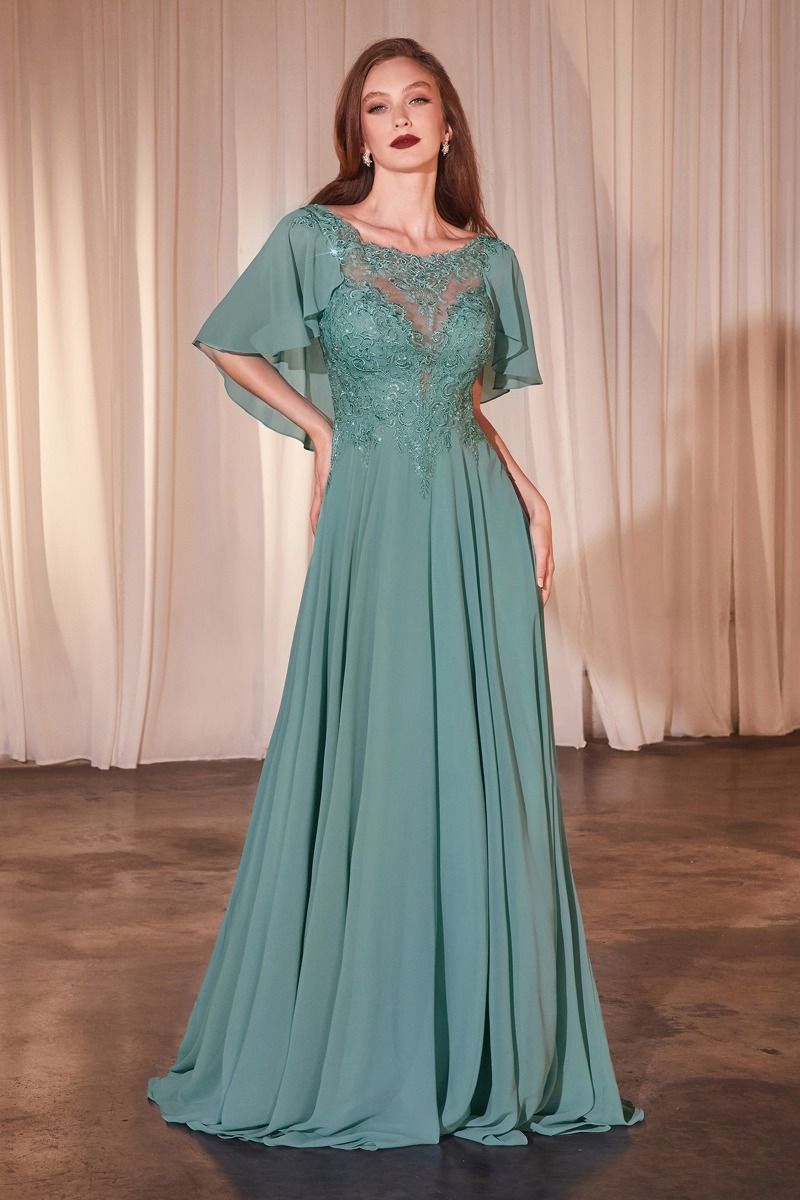 A-LINE CHIFFON GOWN by Cinderella Divine HT101