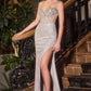 Embellished Fit & Flare Glitter Gown By Ladivine J4305 - Women Evening Formal Gown - Special Occasion