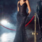 Fitted Floral Glitter Print Corset Mermaid Gown by Ladivine J810 - Special Occasion