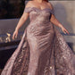 Off The Shoulder Puff Sleeve with Over Skirt Gown By Ladivine J836 - Women Evening Formal Gown - Special Occasion/Curves