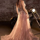 One Shoulder Glitter Tulle Leg Slit Gown by Cinderella Divine J869 - Special Occasion