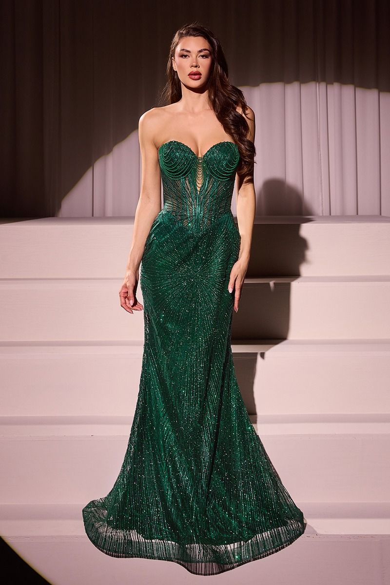 Embellished Strapless Mermaid Gown by Cinderella Divine J871 - Special Occasion