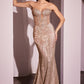 Embellished Strapless Mermaid Gown by Cinderella Divine J871 - Special Occasion