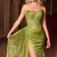 Strapless Scoop Neckline Leg Slit Gown by Cinderella Divine J872 - Special Occasion