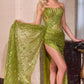 Strapless Scoop Neckline Leg Slit Gown by Cinderella Divine J872 - Special Occasion