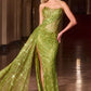 Strapless Scoop Neckline Leg Slit Gown by Cinderella Divine J872 - Special Occasion