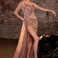 Strapless Scoop Neckline Leg Slit Gown by Cinderella Divine J872 - Special Occasion