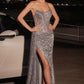 Strapless Scoop Neckline Leg Slit Gown by Cinderella Divine J872 - Special Occasion