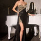 Strapless Sweetheart Neckline Leg Slit Gown by Ladivine J875 - Special Occasion/Curves