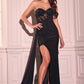 Strapless Sweetheart Neckline Leg Slit Gown by Ladivine J875 - Special Occasion/Curves