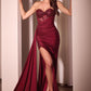 Strapless Sweetheart Neckline Leg Slit Gown by Ladivine J875 - Special Occasion/Curves