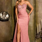 Strapless Sweetheart Neckline Leg Slit Gown by Ladivine J875 - Special Occasion/Curves