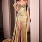 Strapless Sweetheart Neckline Leg Slit Gown by Ladivine J875 - Special Occasion/Curves