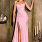 Strapless Sweetheart Neckline Leg Slit Gown by Ladivine J875 - Special Occasion/Curves