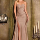 Strapless Sweetheart Neckline Leg Slit Gown by Ladivine J875 - Special Occasion/Curves