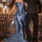 Embellished Off The Shoulder Neckline Gown By Ladivine J876 - Women Evening Formal Gown - Special Occasion/Curves