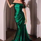 Satin Off The Shoulder Straps Gown By Ladivine J877 - Women Evening Formal Gown - Special Occasion/Curves